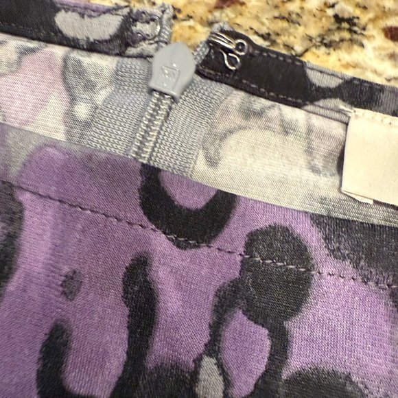 Loft abstract leopard print midi dress purple gray black SZ M - Picture 6 of 14